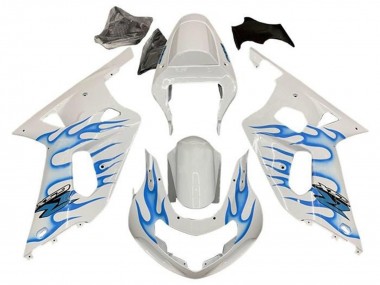 Cheap 2001-2003 Suzuki GSXR 600 / GSXR 750 Motorcycle Fairings - White Blue Flame