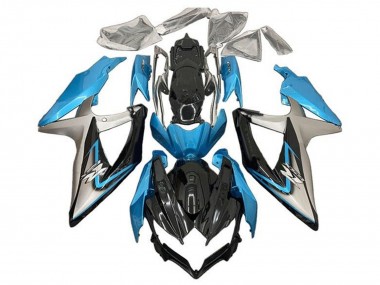 Cheap 2008-2010 Suzuki GSXR 600 / GSXR 750 Motorcycle Fairings - Light Blue Silver Glossy Black