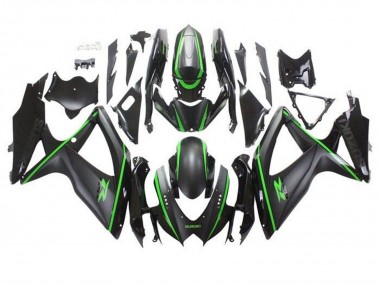 Cheap 2008-2010 Suzuki GSXR 600 / GSXR 750 Motorcycle Fairings - Matte Black Green Stripe