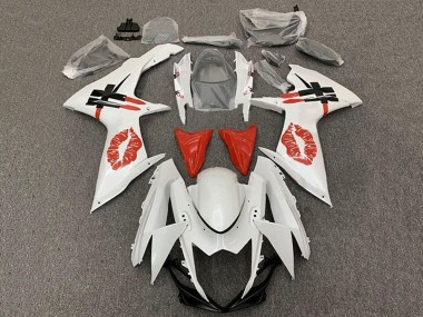 Cheap 2011-2024 Suzuki GSXR 600 / GSXR 750 Motorcycle Fairings - White Red Lipstick Kiss