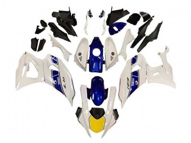 2021-2024 Yamaha YZF R7 Motorcycle Fairings - White Yellow Blue Stripe