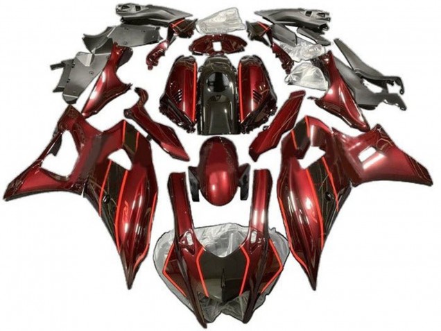 2021-2024 Yamaha YZF R7 Motorcycle Fairings - Dark Red Black