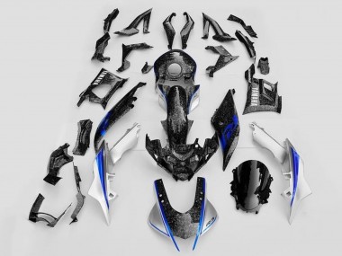 Cheap 2019-2021 Yamaha YZF R3/R25 Motorcycle Fairings - White Blue Black Forged Carbon Fiber Style