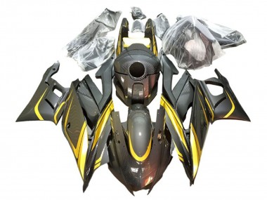 Cheap 2022-2024 Yamaha YZF R3/R25 Motorcycle Fairings - Gold Black Carbon Fiber Style