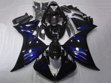 Cheap 2009-2011 Yamaha YZF 1000 R1 Motorcycle Fairings - Glossy Black Blue Flame