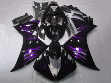 Cheap 2009-2011 Yamaha YZF 1000 R1 Motorcycle Fairings - Glossy Black Purple Flame