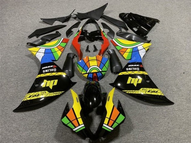2009-2011 Yamaha YZF 1000 R1 Motorcycle Fairings - Black Yellow HP Color Wheel