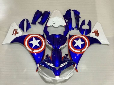 Cheap 2009-2011 Yamaha YZF 1000 R1 Motorcycle Fairings - Blue White Red Star Captain America