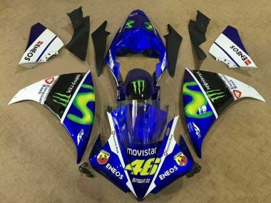 Cheap 2009-2011 Yamaha YZF 1000 R1 Motorcycle Fairings - Blue White Black Green MoviStar Monster
