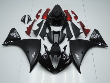 Cheap 2009-2011 Yamaha YZF 1000 R1 Motorcycle Fairings - Glossy Black Matte Black White Decal Red
