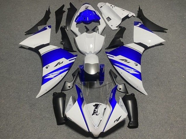 2012-2014 Yamaha YZF 1000 R1 Motorcycle Fairings - White Blue Black Silver Stripe