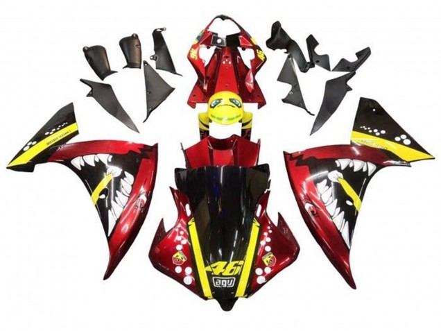 2012-2014 Yamaha YZF 1000 R1 Motorcycle Fairings - Red Yellow Black Shark