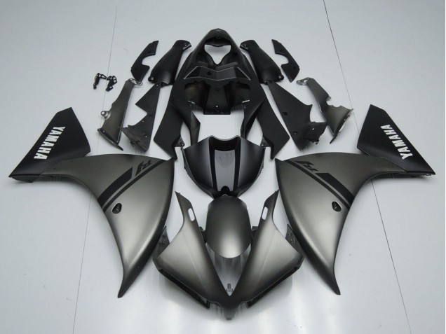 2012-2014 Yamaha YZF 1000 R1 Motorcycle Fairings - Matte Grey Matte Black White Decals