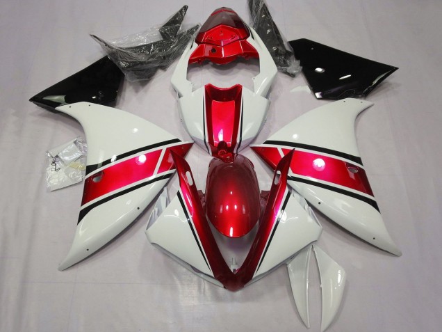 2012-2014 Yamaha YZF 1000 R1 Motorcycle Fairings - White Red Glossy Black