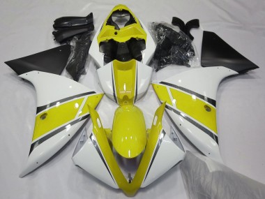 Cheap 2012-2014 Yamaha YZF 1000 R1 Motorcycle Fairings - White Yellow Matte Black