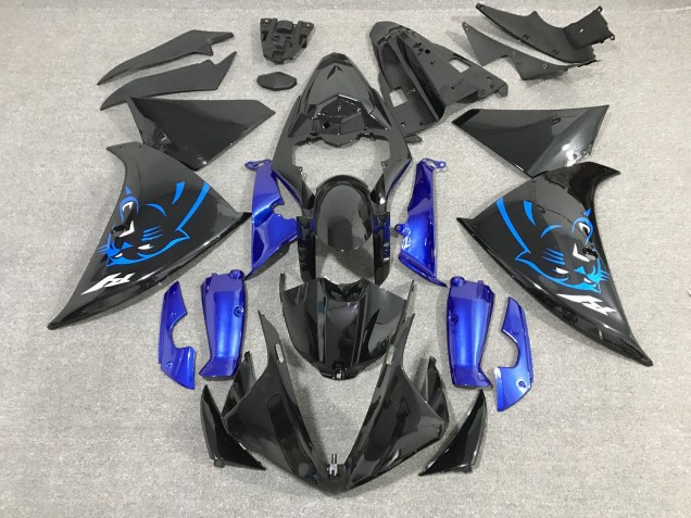 2012-2014 Yamaha YZF 1000 R1 Motorcycle Fairings - Glossy Black Blue Panther