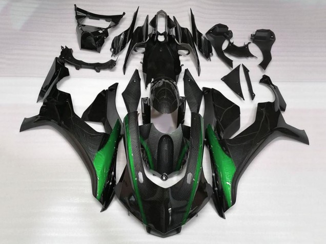 2015-2019 Yamaha YZF 1000 R1 Motorcycle Fairings - Faux Carbon Fiber Green