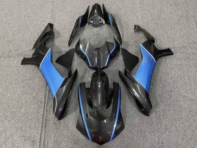 2015-2019 Yamaha YZF 1000 R1 Motorcycle Fairings - Faux Carbon Fiber Light Blue