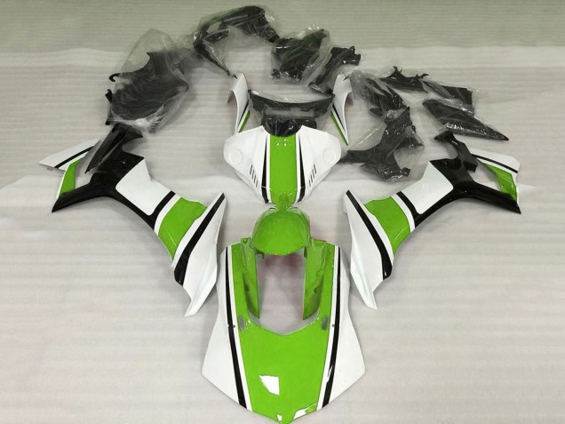 2020-2025 Yamaha YZF 1000 R1 Motorcycle Fairing - White Green Glossy Black