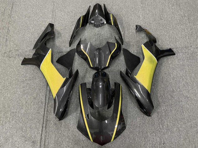 2020-2025 Yamaha YZF 1000 R1 Motorcycle Fairings - Faux Carbon Fiber Yellow