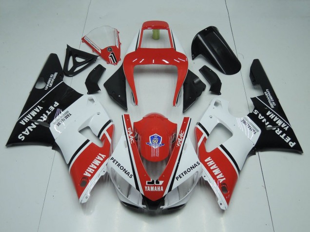 1998-1999 Yamaha YZF 1000 R1 Motorcycle Fairings - Red White Glossy Black Petronas Yamalube