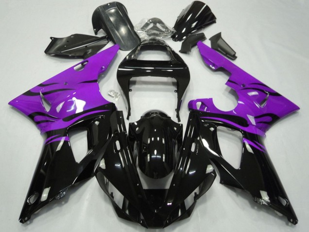 2000-2001 Yamaha YZF 1000 R1 Motorcycle Fairings - Purple Glossy Black Flame