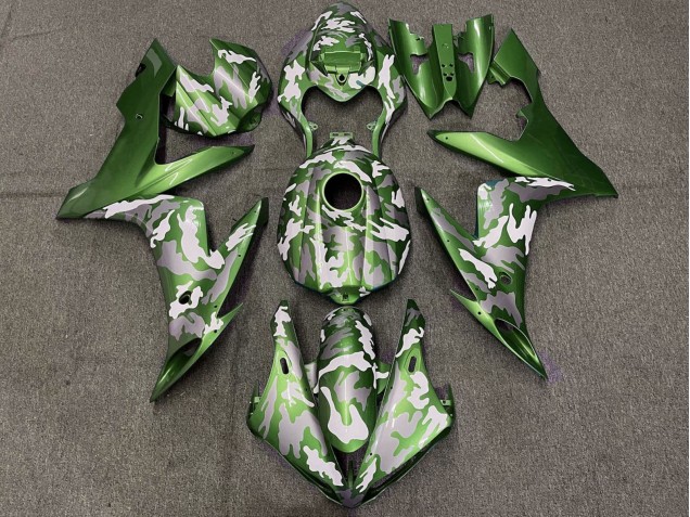 2004-2006 Yamaha YZF 1000 R1 Motorcycle Fairings - Green White Grey Camouflage