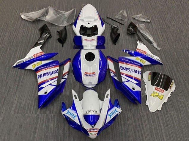 2007-2008 Yamaha YZF 1000 R1 Motorcycle Fairings - White Blue Red Volvo Fimer Sterilgarda