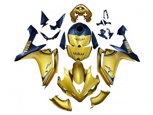 2007-2008 Yamaha YZF 1000 R1 Motorcycle Fairings - Gold Blue