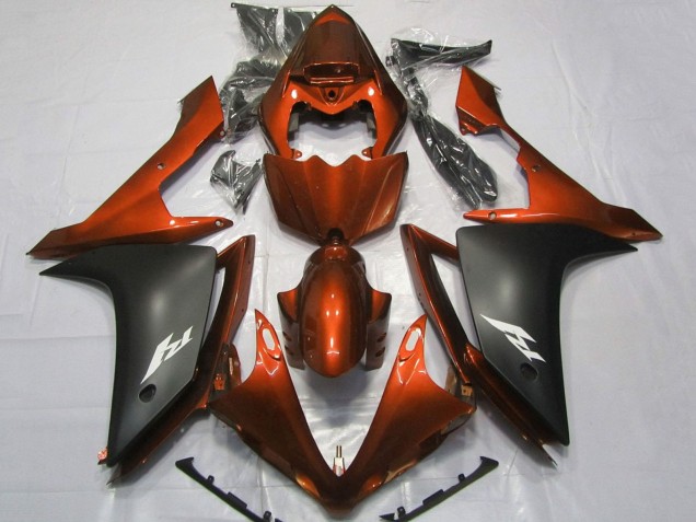 2007-2008 Yamaha YZF 1000 R1 Motorcycle Fairings - Orange Matte Black