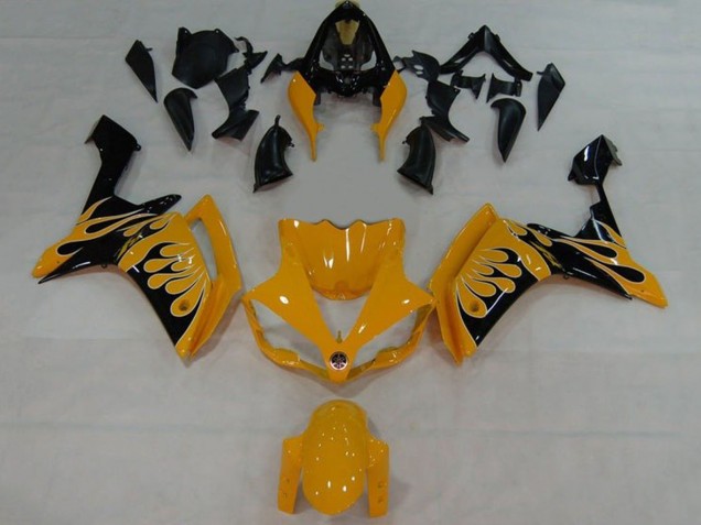 2007-2008 Yamaha YZF 1000 R1 Motorcycle Fairings - Yellow Black Flame