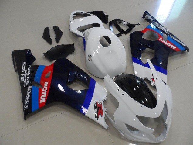 2004-2005 Suzuki GSXR 600 / GSXR 750 Motorcycle Fairings - White Blue Red Black Motul