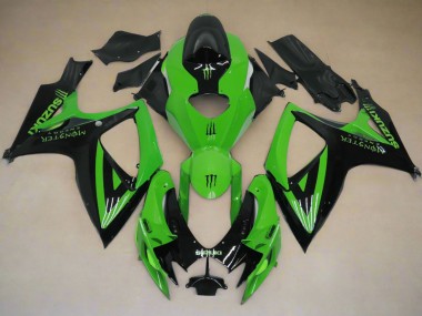 Cheap 2006-2007 Suzuki GSXR 600 / GSXR 750 Motorcycle Fairings - Green Black Monster