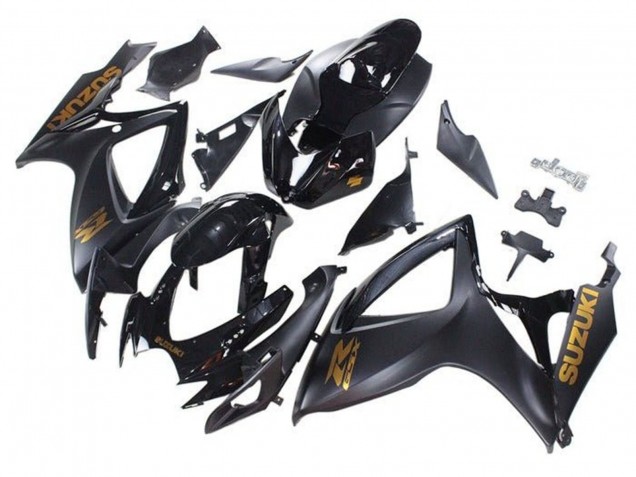 2006-2007 Suzuki GSXR 600 / GSXR 750 Motorcycle Fairings - Matte Black Glossy Black Gold