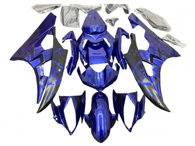 2006-2007 Yamaha YZF R6 Motorcycle Fairings - Blue Matte Black