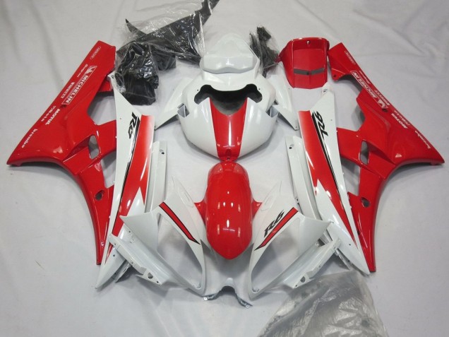 2006-2007 Yamaha YZF R6 Motorcycle Fairings - White Red Motul Michelin