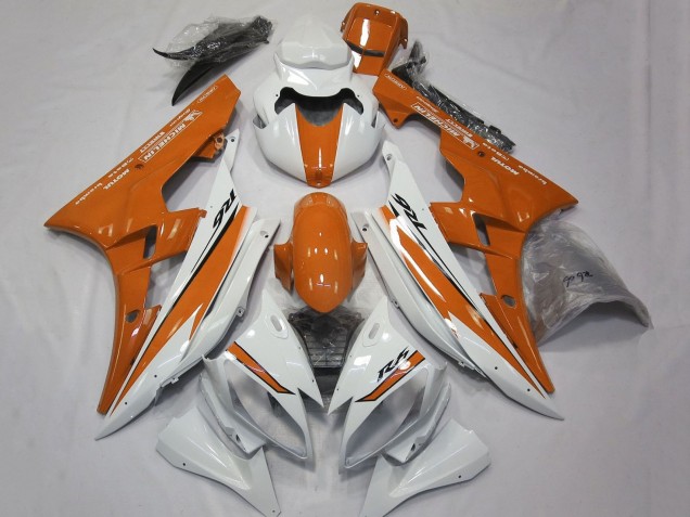2006-2007 Yamaha YZF R6 Motorcycle Fairings - White Orange