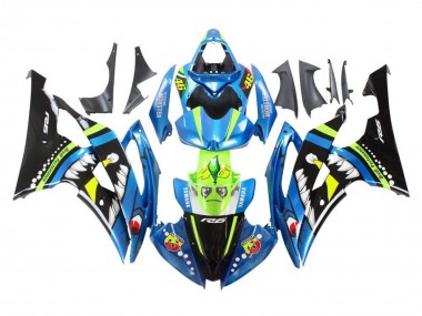 Cheap 2008-2016 Yamaha YZF R6 Motorcycle Fairings - Blue Green Glossy Black Shark