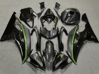 Cheap 2008-2016 Yamaha YZF R6 Motorcycle Fairings - Black Carbon Fiber Style Green