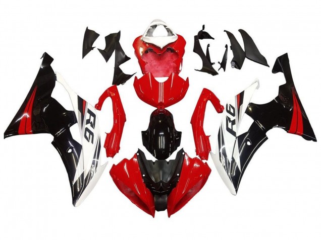 2008-2016 Yamaha YZF R6 Motorcycle Fairing Kits - White Red Glossy Black