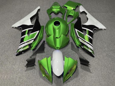 Cheap 2008-2016 Yamaha YZF R6 Motorcycle Fairings - White Green Glossy Black Stripe