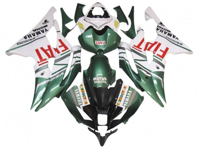 2008-2016 Yamaha YZF R6 Motorcycle Fairings - White Green Red Fiat
