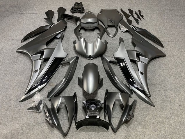 2008-2016 Yamaha YZF R6 Motorcycle Fairings - Matte Grey Glossy Black
