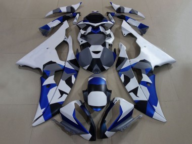 Cheap 2008-2016 Yamaha YZF R6 Motorcycle Fairings - White Blue Grey Camouflage