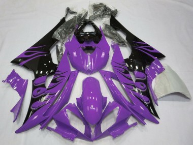Cheap 2008-2016 Yamaha YZF R6 Motorcycle Fairings - Purple Glossy Black Flame