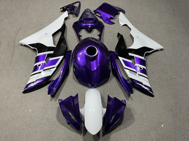 2008-2016 Yamaha YZF R6 Motorcycle Fairings - White Purple Black Stripe
