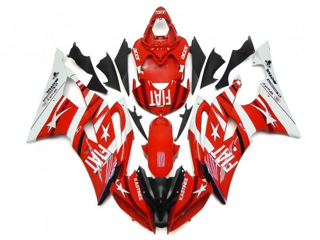 2008-2016 Yamaha YZF R6 Motorcycle Fairings - White Red Black Fiat