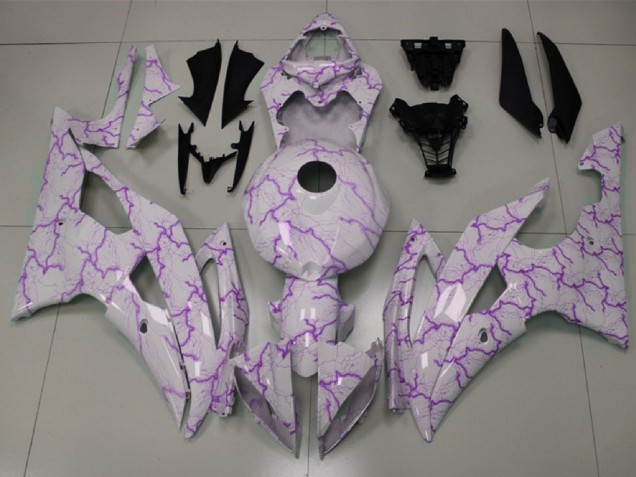 2008-2016 Yamaha YZF R6 Motorcycle Fairings - White Purple Lightning