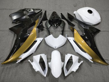 Cheap 2008-2016 Yamaha YZF R6 Motorcycle Fairings - White Gold Glossy Black