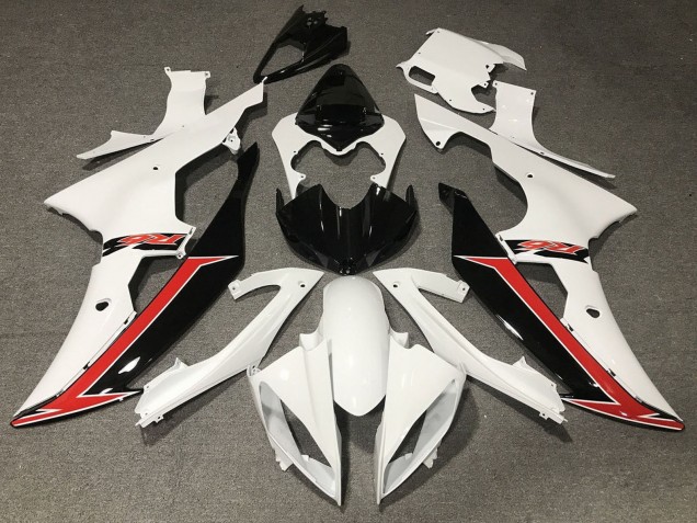 2008-2016 Yamaha YZF R6 Motorcycle Fairing - White Red Glossy Black